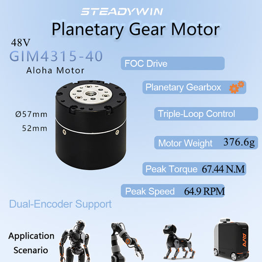 SteadyWin GIM4315-40 Aloha Openarm Small Size FOC Drive Planetary Reduction Motor