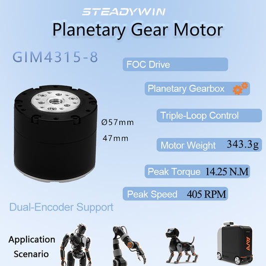 SteadyWin GIM4315-8 Small Robot Joint Module Built-in Communication Driver Dual Encoder Aloha Motor