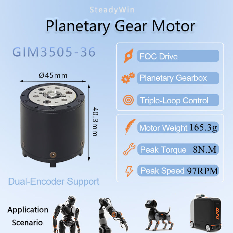 SteadyWin GIM3505-36 Aloha Motor Planetary Gearbox Openarm Compact Size