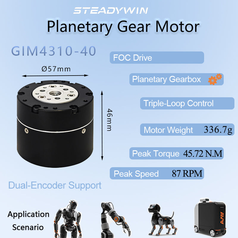 SteadyWin GIM4310-40 Planetary Gear Motor High Precision High Rigidity High Transmission Efficiency