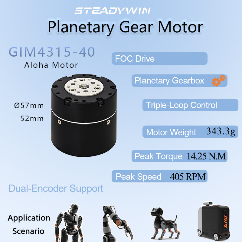 SteadyWin GIM4315-40 Aloha Openarm Small Size FOC Drive Planetary Reduction Motor