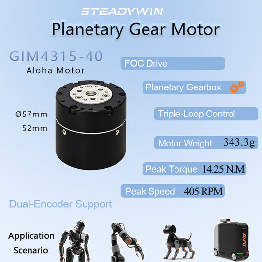 SteadyWin GIM4315-40 Aloha Openarm Small Size FOC Drive Planetary Reduction Motor