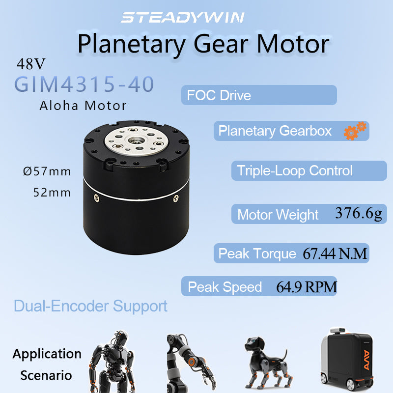 SteadyWin GIM4315-40 Aloha Openarm Small Size FOC Drive Planetary Reduction Motor